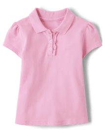 Polo d'uniforme en piqué à volants pour toute-petite fille