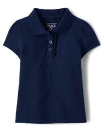 Toddler Girls Uniform Ruffle Pique Polo