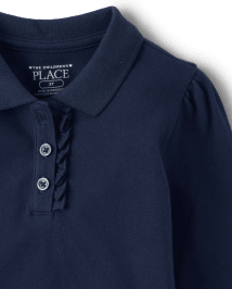 Polo d'uniforme en piqué à volants pour toute-petite fille
