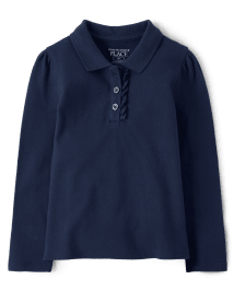 Polo d'uniforme en piqué à volants pour toute-petite fille