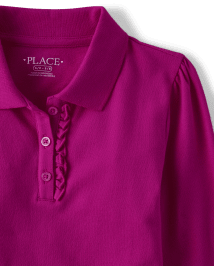 Polo en piqué d'uniforme à volants pour fille
