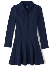 Girls Uniform Long Sleeve Pique Knit Polo Dress The Children s