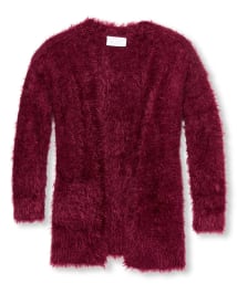 Girls Open Front Metallic Eyelash Knit Cardigan RUBINE The Children s Place CA