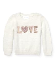 Baby And Toddler Girls Long Sleeve Embellished Icon Metallic Eyelash Sweater SNOW The Children s Place CA