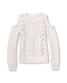 Girls Metallic Cable Knit Cold Shoulder Sweater The Children s