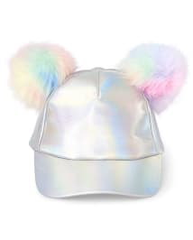 Baby And Toddler Girls Faux Fur Pom Pom Metallic Baseball Hat METALLIC The Children s Place CA