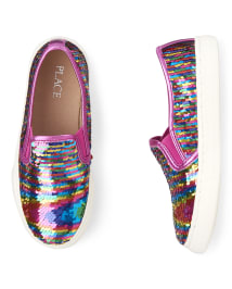 Girls Flip Sequin Faux Leather Slip On Sneakers The Children s