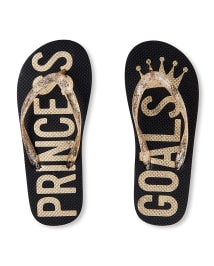 Girls Foil Princess Goals Flip Flops GOLD The Children s Place CA