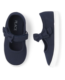 Toddler Girls Bow Strap Canvas Sneakers
