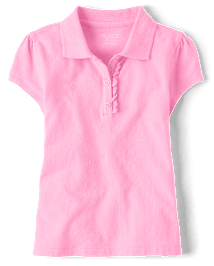 Girls Uniform Ruffle Pique Polo - Plus
