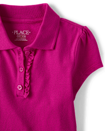 Girls Uniform Ruffle Pique Polo - Plus
