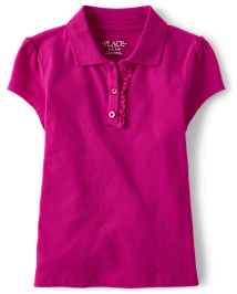 Girls Uniform Ruffle Pique Polo - Plus