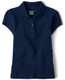 Girls Uniform Ruffle Pique Polo - Plus