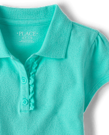Girls Uniform Ruffle Pique Polo - Plus