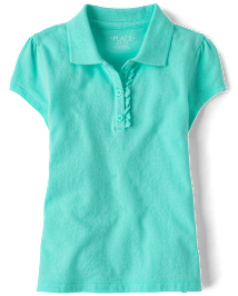 Girls Uniform Ruffle Pique Polo - Plus