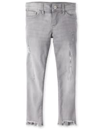 Girls Frayed Step Hem Denim Super Skinny Jeans ASHLY GRY WASH The Children s Place CA