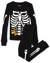 Unisex Kids Long Sleeve Glow In The Dark Skeleton Snug Fit Cotton Pajamas BLACK The Children s Place CA