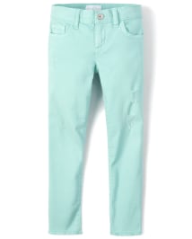 Girls Frayed Hem Denim Super Skinny Jeans GREEN The Children s Place CA