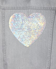 Girls Sequin Heart Faux Fur Denim Jacket ASHLY GRY WASH The Children s Place CA