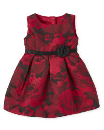 Doll Mommy And Me Floral Jacquard Matching Pleated Dress