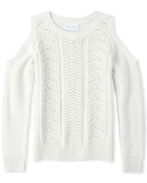 Girls Long Sleeve Glitter Cold Shoulder Sweater SIMPLYWHT The Children s Place CA