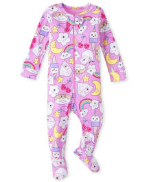 Squishies arc en ciel a manches longues pour bebes et tout petits filles imprime pyjama une piece a pieds en coton BOXING PINK NEON The Children s Place CA