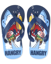 Boys Hangry Shark Flip Flops The Children s Place CA NAVY