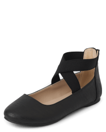 Ballerines uniformes à bride croisée pour fille