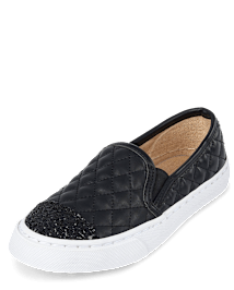 Baskets à enfiler matelassées uniformes à paillettes pour fille