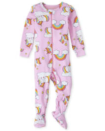 Pyjama une piece a manches longues en coton a imprime licorne arc en ciel pour bebe et toute petite fille CHARISMA The Children s Place CA