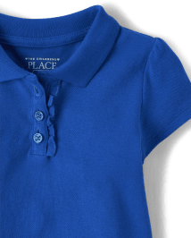 Toddler Girls Uniform Ruffle Pique Polo