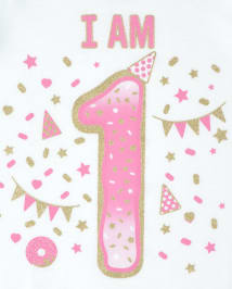 Baby And Toddler Girls Birthday Glitter I Am 1 Graphic Tee
