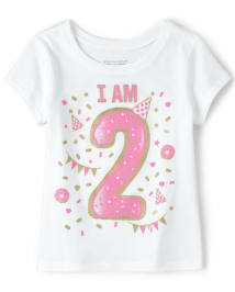 Baby And Toddler Girls Birthday Glitter I Am 2 Graphic Tee