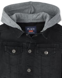 Boys Long Sleeve Hooded Stretch Denim Jacket The Children s
