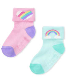 Toddler Girls Rainbow Turn Cuff Socks 6-Pack