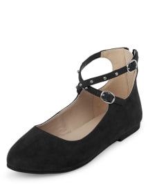 Girls Studded Faux Suede Wrap Ballet Flats BLACK The Children s Place CA