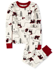 Unisex Kids Matching Family Winter Forest Snug Fit Cotton Pajamas