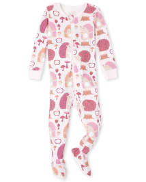Baby And Toddler Girls Long Sleeve Hedgehog Print Snug Fit Cotton One Piece Pajamas PINK The Children s Place CA