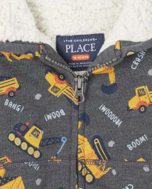 Sweat à capuche zippé en sherpa imprimé pour tout-petit garçon