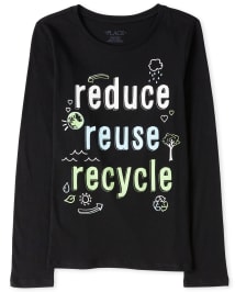 Girls Long Sleeve 'Reduce Reuse Recycle' Graphic Tee | The Children's ...