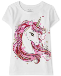 T shirt a manches courtes avec motif licorne pour fille Saint Valentin WHITE The Children s Place CA
