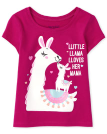 Baby And Toddler Girls Short Sleeve 'Little Llama Loves Her Mama