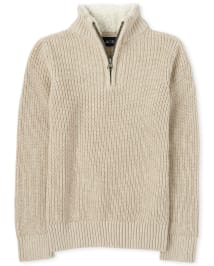 Boys Long Sleeve Sherpa Half Zip Mock Neck Sweater The