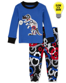 Baby And Toddler Boys Long Sleeve Glow In The Dark Dino Robot Snug Fit Cotton Pajamas BLACK The Children s Place CA