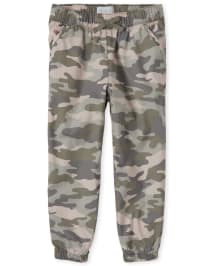 Girls Woven Pull On Camo Jogger Pants