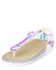 Girls Holographic Glitter T Strap Sandals SILVER The Children s Place CA