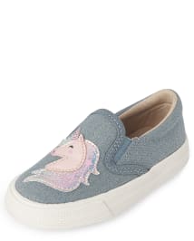 Baskets a enfiler en denim licorne pailletee pour toute petite fille DENIM The Children s Place CA