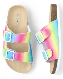 Glitter buckle slide sandals deals