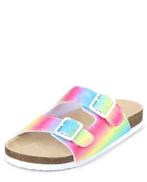 Glitter buckle slide sandals deals