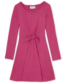 Girls Long Sleeve Tie Front Lightweight Sweater Dress | The Children's  Place CA - VERY BERRY